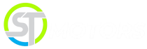 Logotipo ST Motors. Circilo com as letras ST no centro escrito Motors à direita